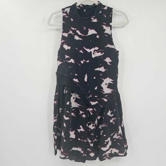 Proenza Schouler Dresses & Skirts - Proenza Schouler Watercolor Abstract Printed Luxury Silk Mini Dress Size 0 Black